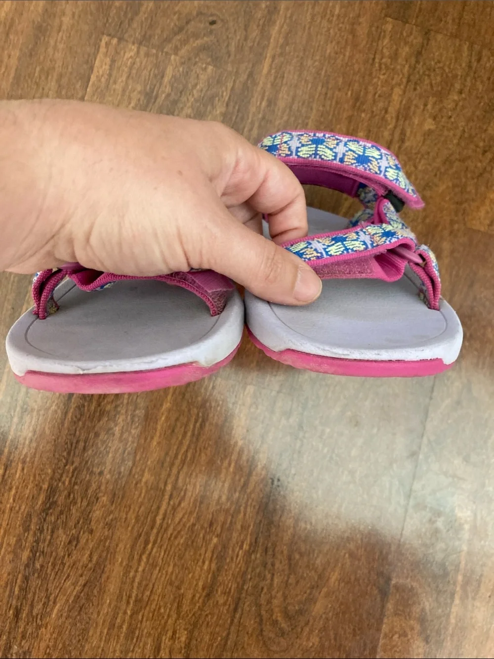 Teva Kids Pink Sandals Patterned Straps Sz 1